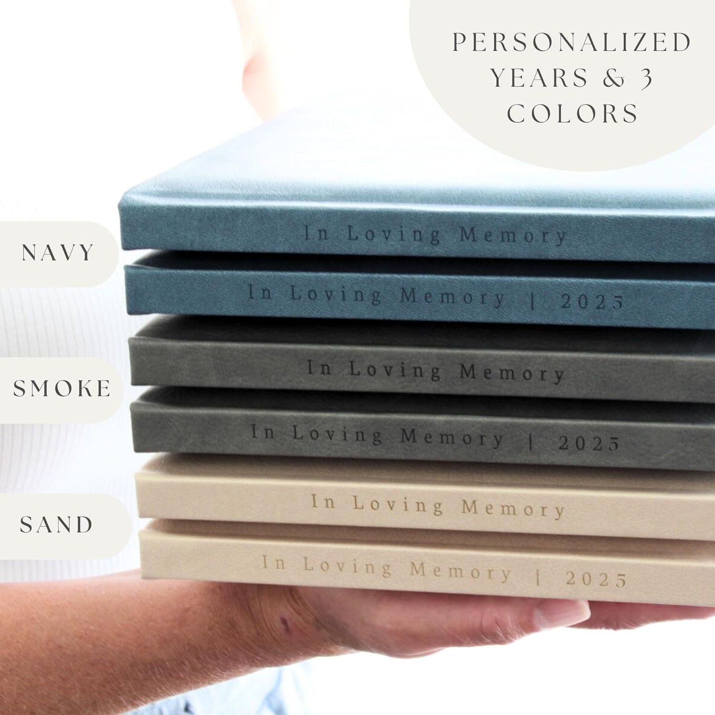 Funeral Guest Book for 2025 Celebration Of Life Memorial Service - Leather Memory Book for Funeral Guests to Sign In with Condolence Memory Table Sign & Back Pocket - Beige Guestbook