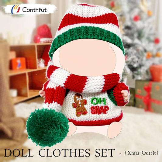 17cm Doll Clothes,15cm Dolls Christmas Outfit Set,Accessories for Dolls,Christmas Clothes Set (No Doll) (Green+Red 02)