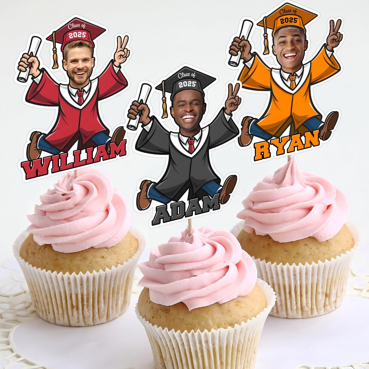 Graduation Cake Topper Class Of 2025 - Personalized Graduaton Cupcake Toppers 2025, Graduation Face Cutout, Photo Head Congrats Grad Cake Topper Decor, Christmas Gifts