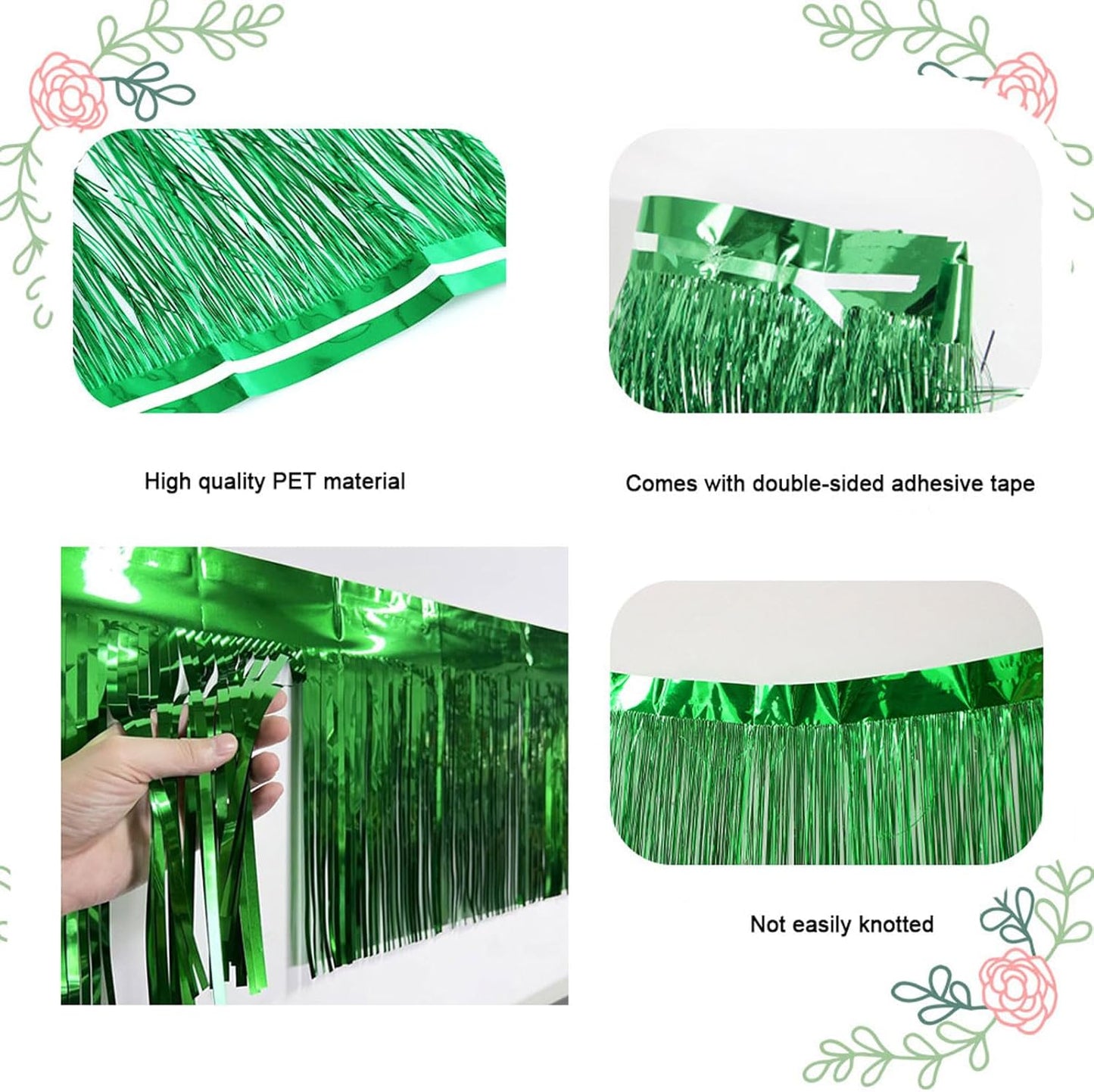 6 Packs 10 Feet Foil Fringe Garland Metallic Foil Tinsel Fringe Garland Wall Hanging Fringe Banner for Parade Floats, Wedding, Christmas,Birthday Party Halloween Decor (Hot Pink)