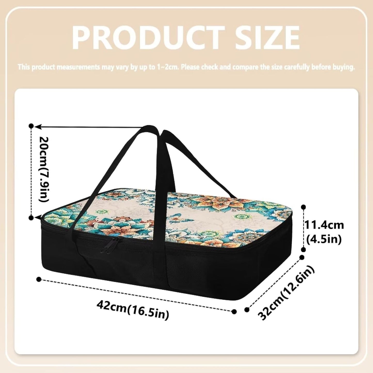 Flower Butterfly Insulated Casserole Carrier Travel Bag Lasagna Holder Tote Reusable Hot Cold Food Carrier with Heat Resistant Lining for Hot or Cold Food for Beach Parties Picnic