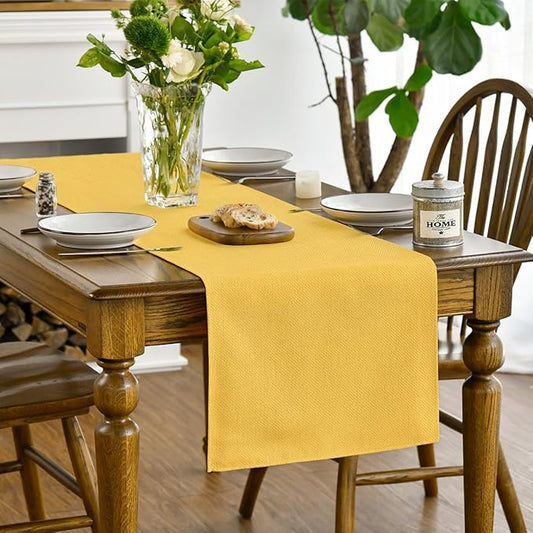 Artoid Mode Yellow Table Runner, Seasonal Summer Fall Washable Kitchen Dining Table Decoration for Home Party Decor 13x90 Inch
