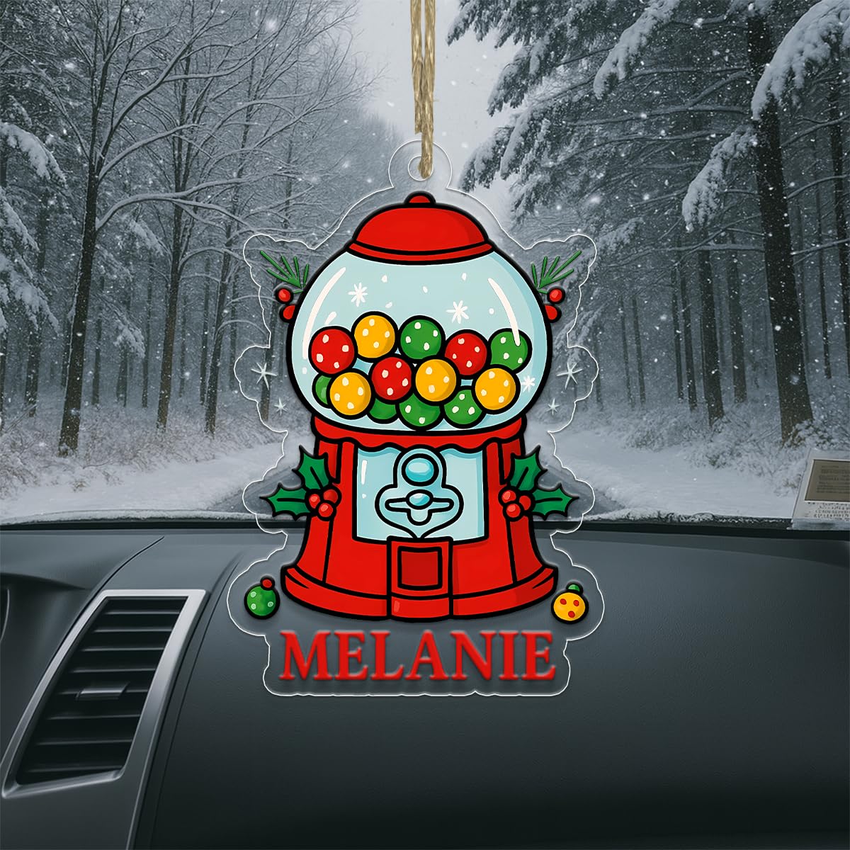 Custom Gumball Machine Ornament, Personalized Retro Christmas Ornament, Candy Lovers Gift, Unique Holiday Keepsake, Vintage Xmas Decoration Acrylic Ornament – Personalized