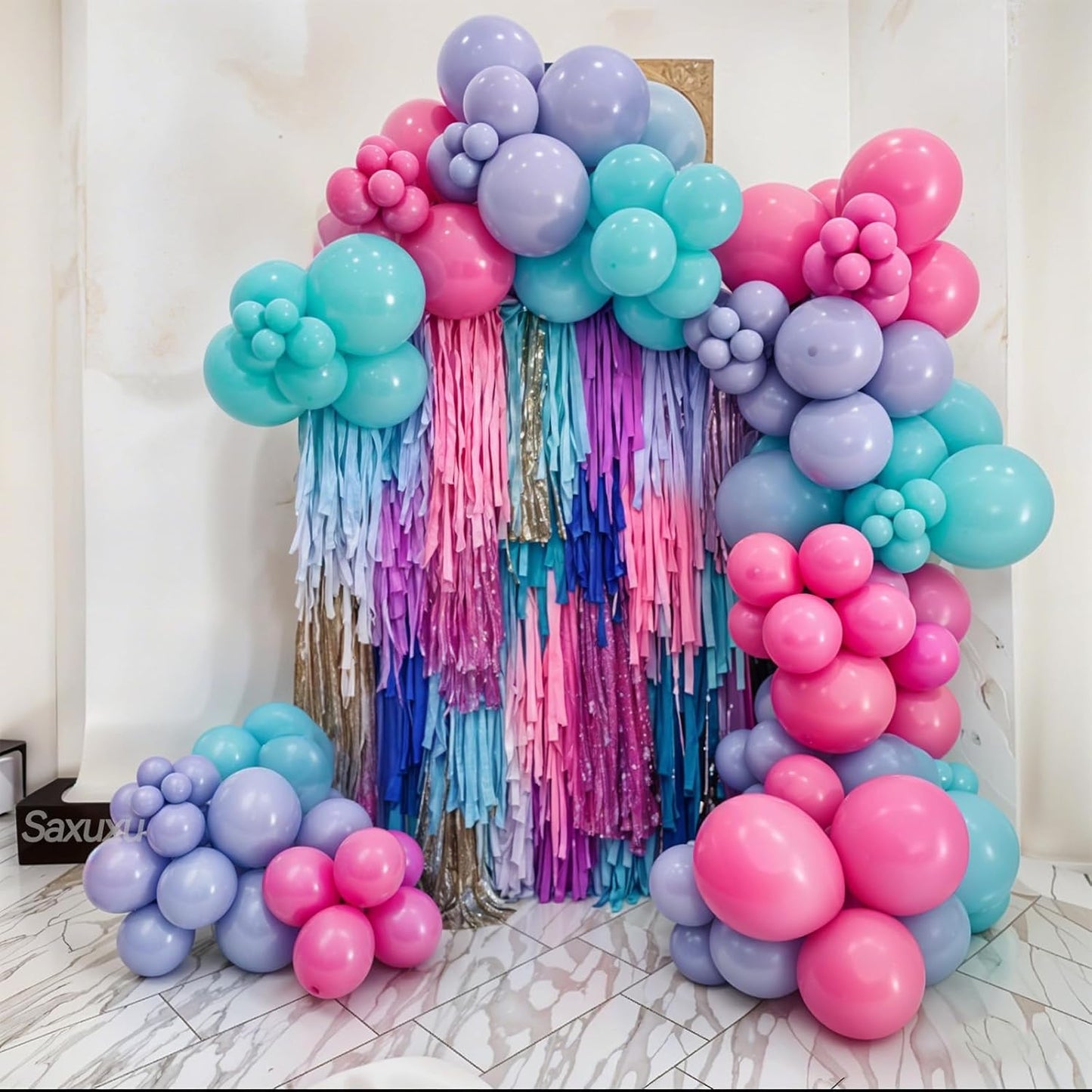 Pink Purple Balloon Arch Kit, Pink Purple Blue Balloon Garland Arch Kit, Gold Confetti Balloons For Girls women Princess Birthday Baby Shower Neon Theme Party Wedding Bridal Shower Bachelorette Decor