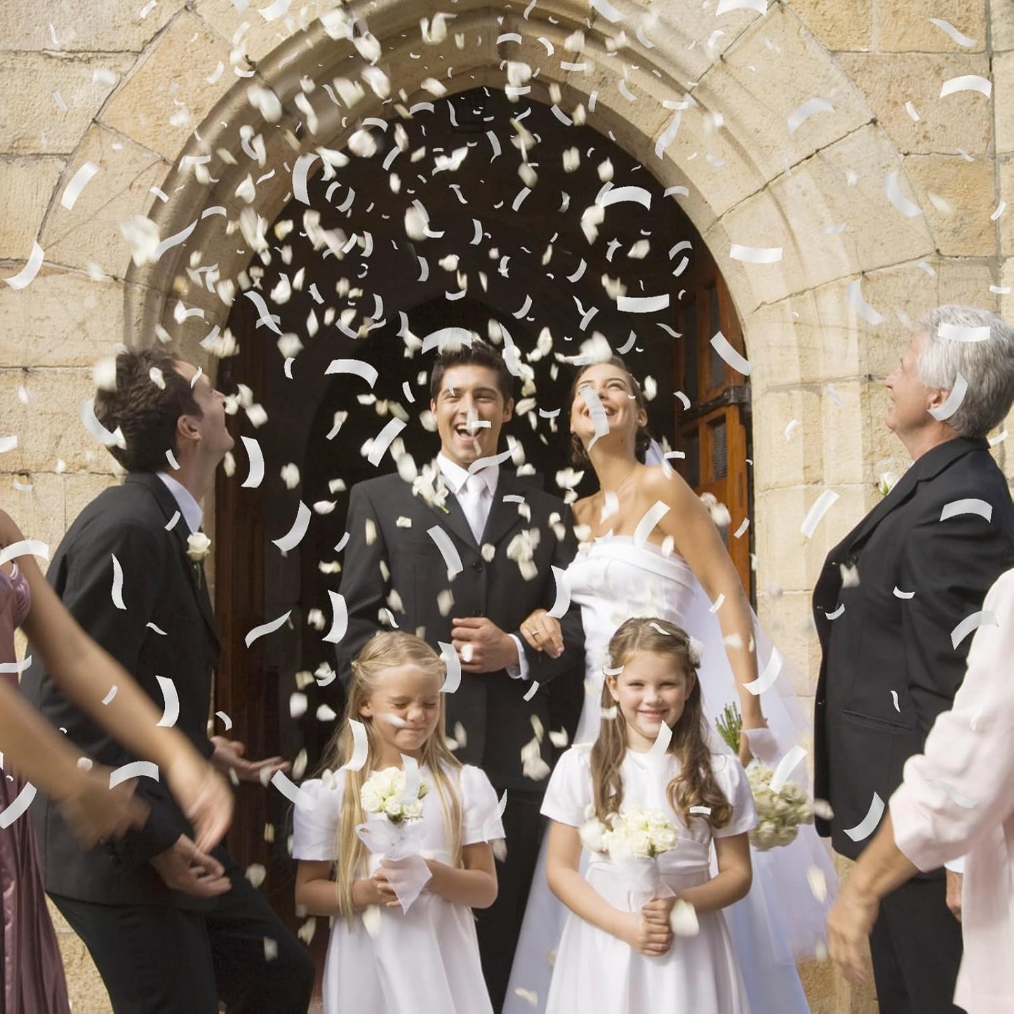 White Confetti Cannon 6Pcs,Confetti Poppers Party Shooter 12inch Wedding Poppers For Birthday,Indoor Party,Celebrations,Photo Shoots and New Years