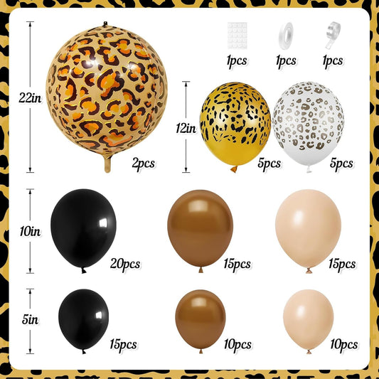 Cheetah Print Balloon Arch Kit, Black Brown White Leopard Theme Balloons Garland Jungle Safari Animal Party Decorations, Black Coffee Nude Balloon for Baby Shower Cheetah Birthday Decorations