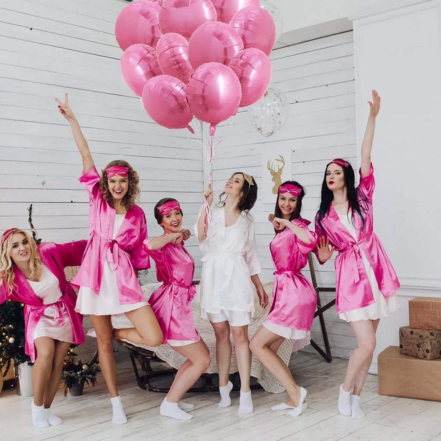 TONIFUL 30Pcs 18 Inch Round Balloons Large Pink Round Shape Foil Ballons Big Pink Round Helium Mylar Decorations for Birthday Wedding Baby Shower Anniversary Engagement Party Supplies