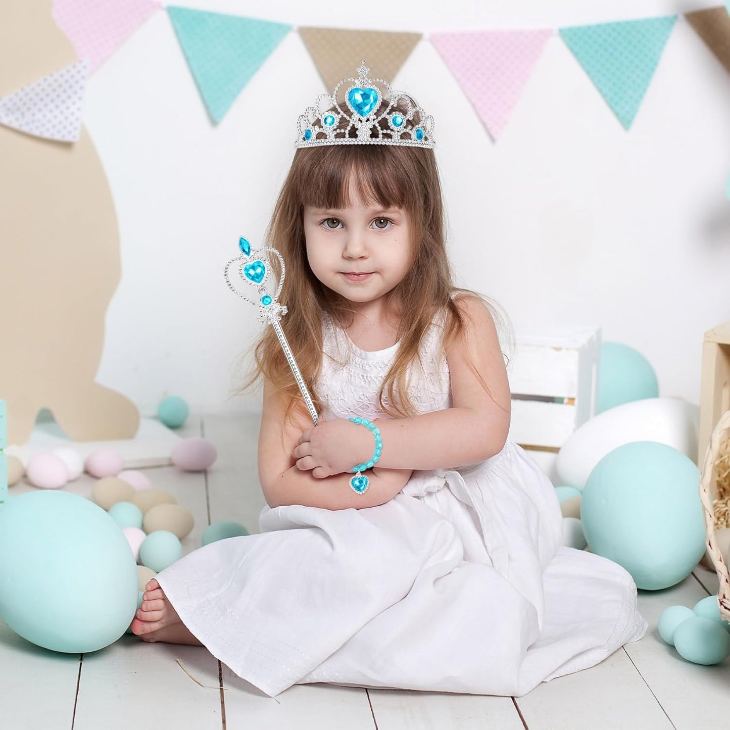 IGMaryBox Princess Dress Up Set – Diamond Crown, Magic Wand & Bracelet for Girls