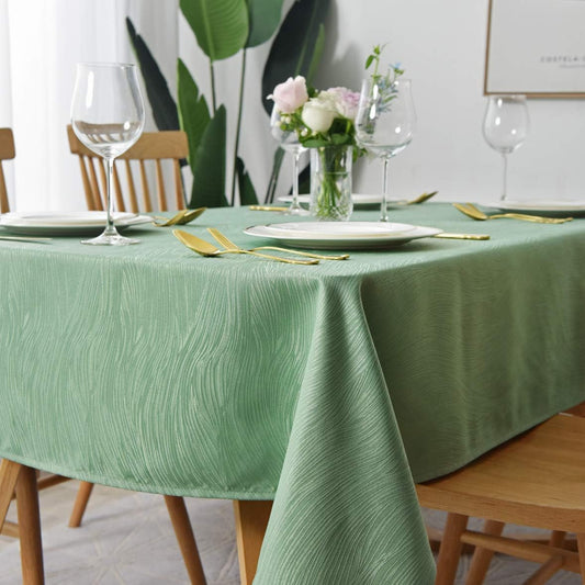 maxmill Jacquard Tablecloth Swirl Design Spillproof Wrinkle Free Heavy Weight Soft Table Cloth Decorative Fabric Table Cover for Outdoor and Indoor Use Oblong 60 x 120 Inch Sage Green