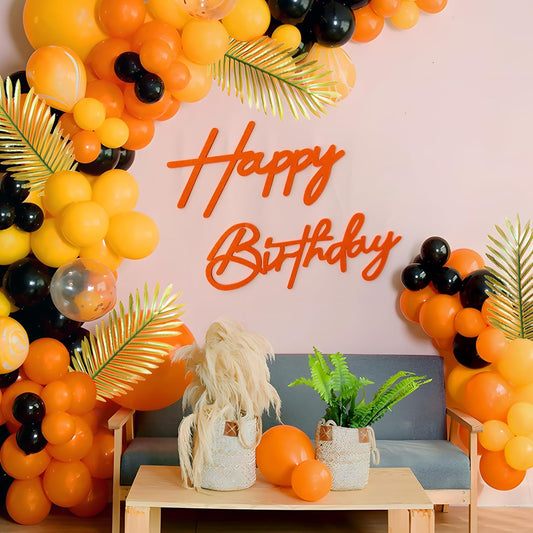 Orange Happy Birthday Sign for Backdrop - Felt Happy Birthday Letters for Balloon Arch Party Wall Decor Large Signs for Boys Girls Women Party Baby Shower Decorations