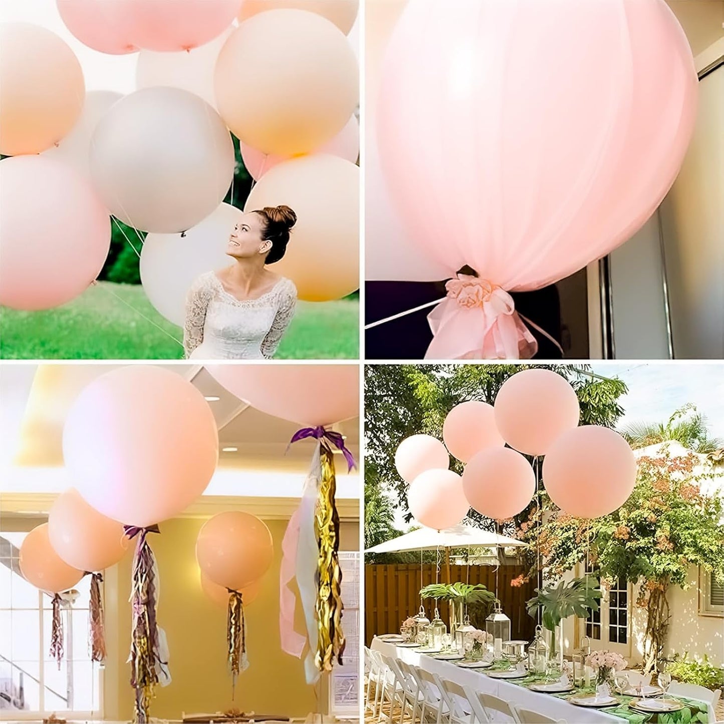 PartyWoo Light Pink Large Balloons 4 pcs 36 Inch Big Jumbo Giant Pastel Baby Pale Pink Latex Balloons for Graduation Wedding Baby Shower Princess Bachelorette Birthday Party Decorations Pink-Q01