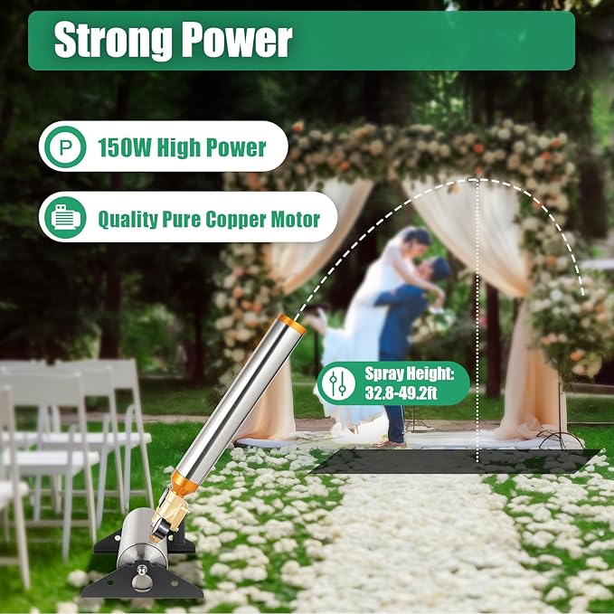 Pattosaey 2-Pack Confetti Cannon Machine with Controller Control, 150W Motor, IP65 Waterproof, Adjustable Angle Spray up to 50ft for Weddings, Parties, Stage Performances, Compressor Not Included