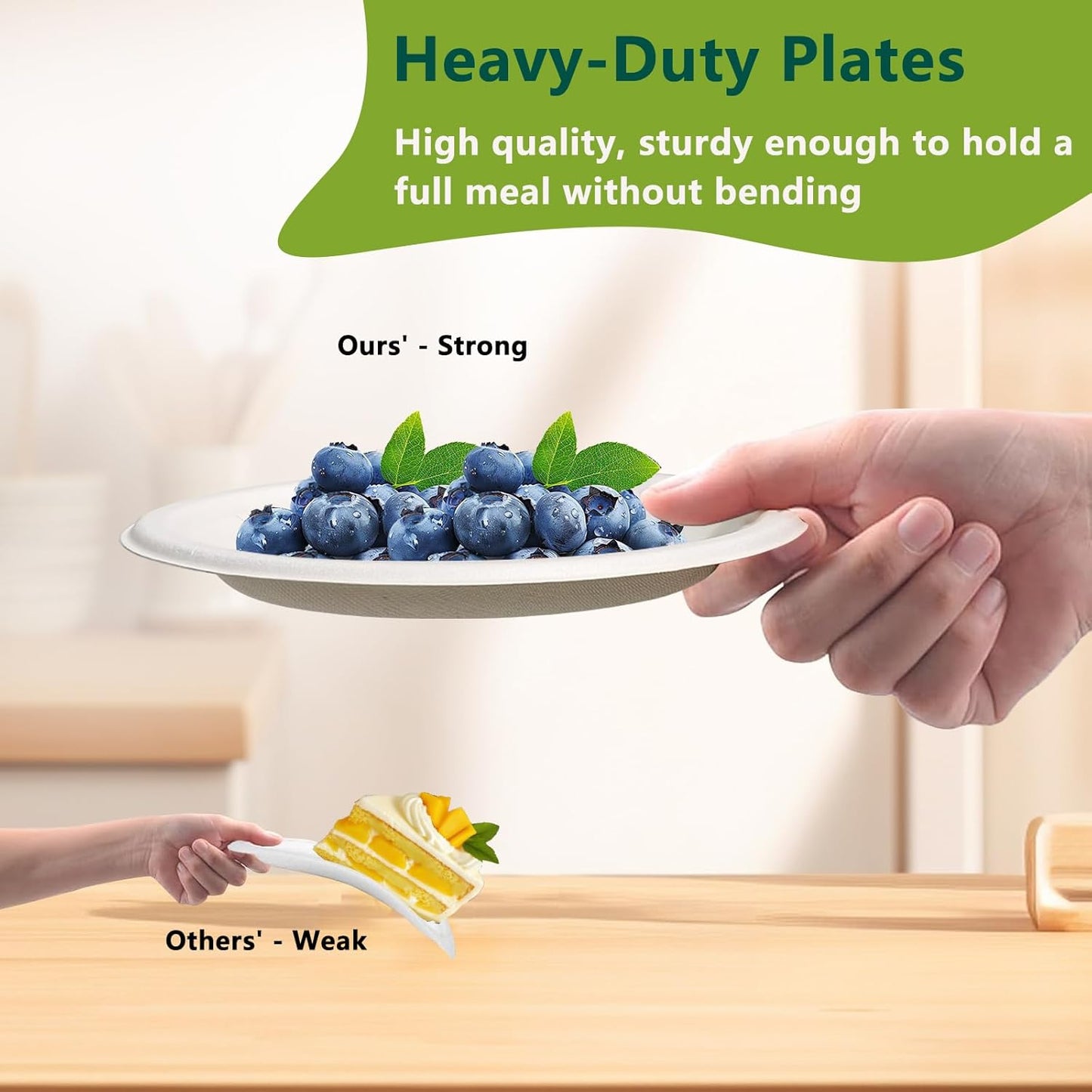 6 Inch Small Paper Plates, 300 Pack Disposable Compostable Dessert Plates Made from Sugarcane Fibers, Eco-Friendly, White