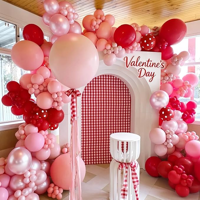 Red and Pink Balloon Garland Arch Kit, 167Pcs latex Balloons Different Sizes 18 12 10 5 inch for Women Girl Birthday Baby Shower Wedding Valentines Day Party Decorations