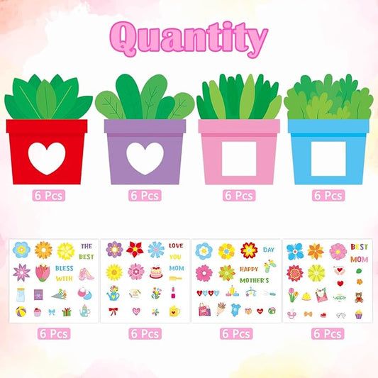MOUNMDA 30 Pack Mothers Day Photo Frame Craft Kits Love Mom Picture Frame Craft Kits for Mother's Day Gift Decoration Classroom Party Activity