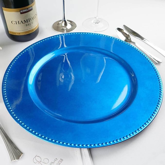 Efavormart 6 pcs 13" Royal Blue Round Charger Plates Dinner Chargers for Tabletop Decor Holiday Wedding Catering Event Decoration
