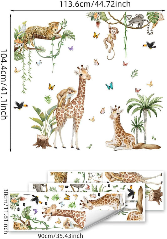 Branches Vines Hanging Cheetah Huge Wall Stickers Living Room Bedroom Nursery Decoration Self Adhesive Wallpaper