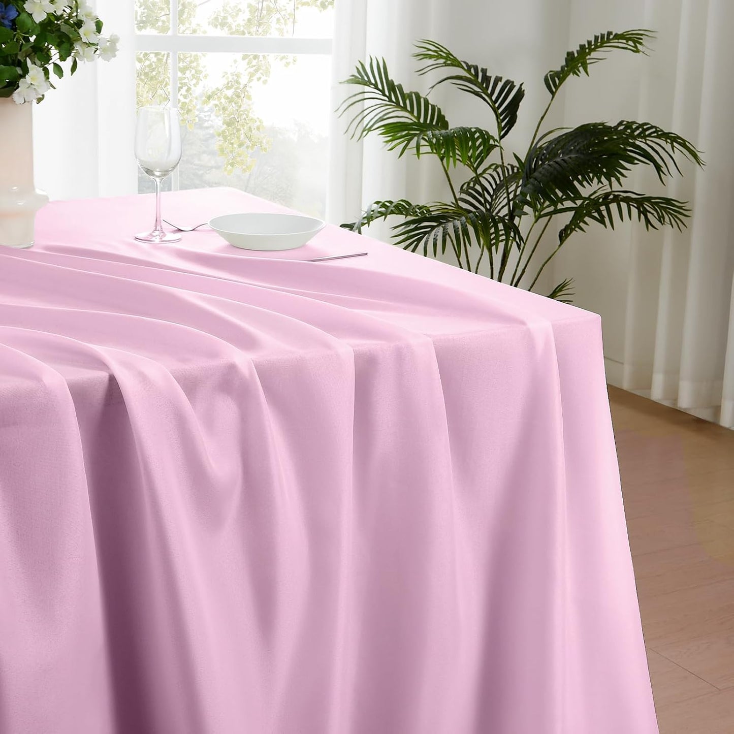 Rectangle Tablecloths 60x120 Inch 2 Pack Pink Tablecloth Washable Decorative Linen Polyester Table Cloths for Dining Table Banquets Buffet Parties and Wedding
