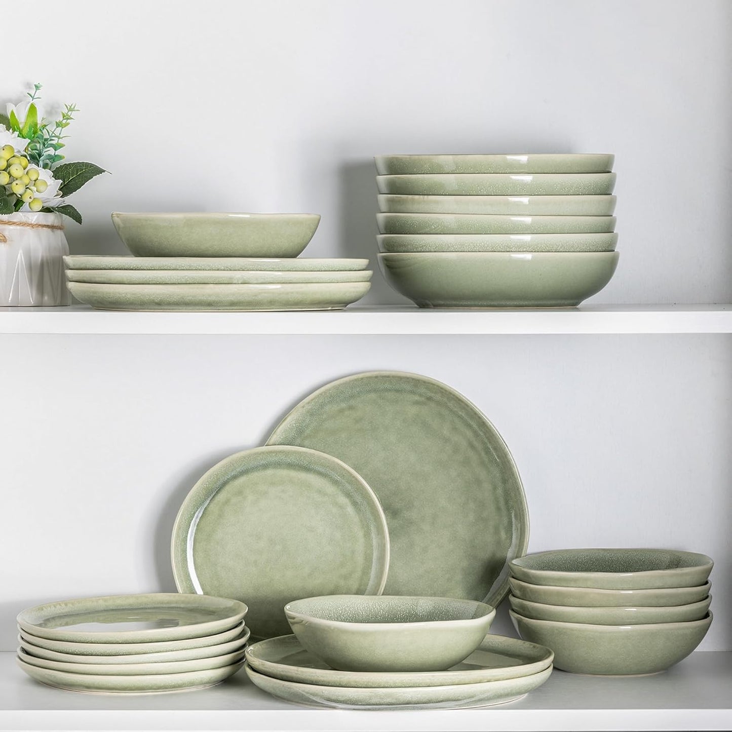 AmorArc Ceramic Dinner Plates Set of 6, 10.5 Inch Handmade Reactive Glaze Stoneware Plates, Rustic Shape Dinnerware Dish Set for Kitchen, Microwave & Dishwasher Safe, Scratch Resistant