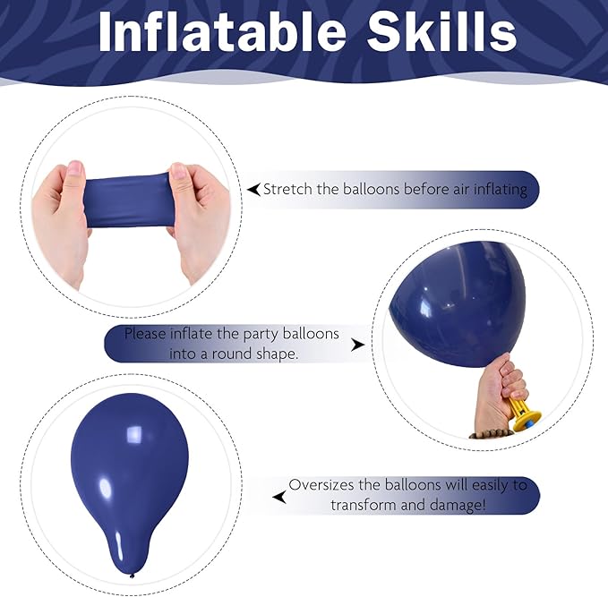 Navy Blue Gold Balloon 12 Inch Graduation Balloons Metallic Baby Pearl Navy Royal Blue Chrome Gold Latex Party Balloon for Grad Class of 2025 Decorations Anniversary Birthday Baby Shower