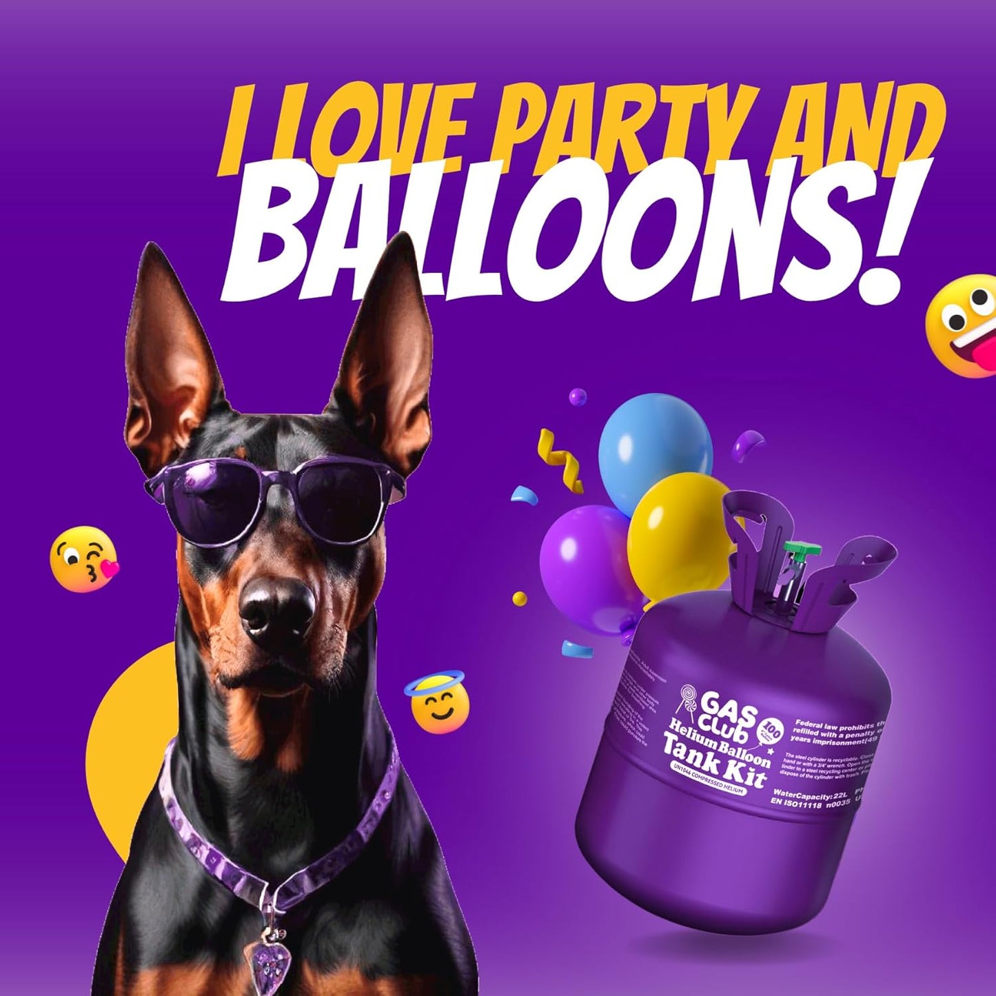 22L Helium Tank Up To 100 Latex Balloons, Helium Tank For Balloons At Home, Includes Latex Balloons and Ribbons.