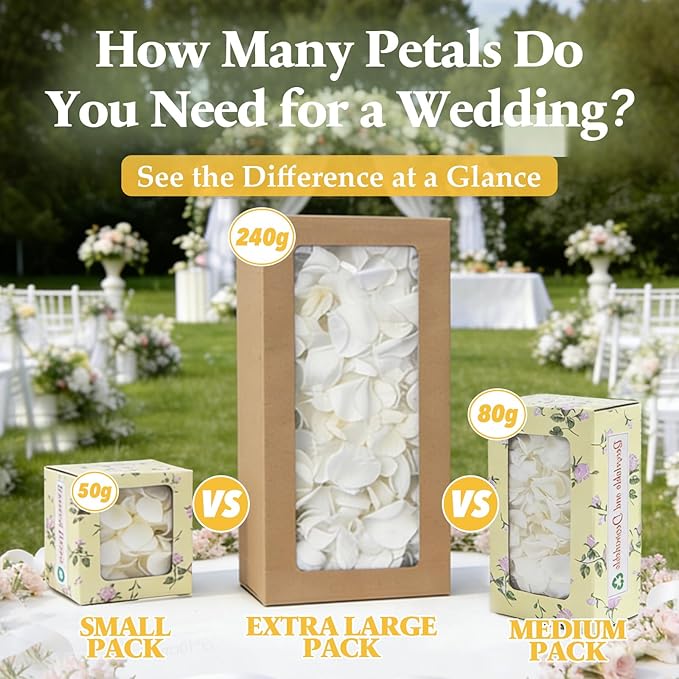 1000+Pcs Dried Real White Rose Petals, Freeze Preserved Flower Petals 8.47oz for Valentine's Day Gifts Wedding Party Decor, Flower Girl, Dinner Table Centerpieces, Bridal Shower, Flower Confetti 240g