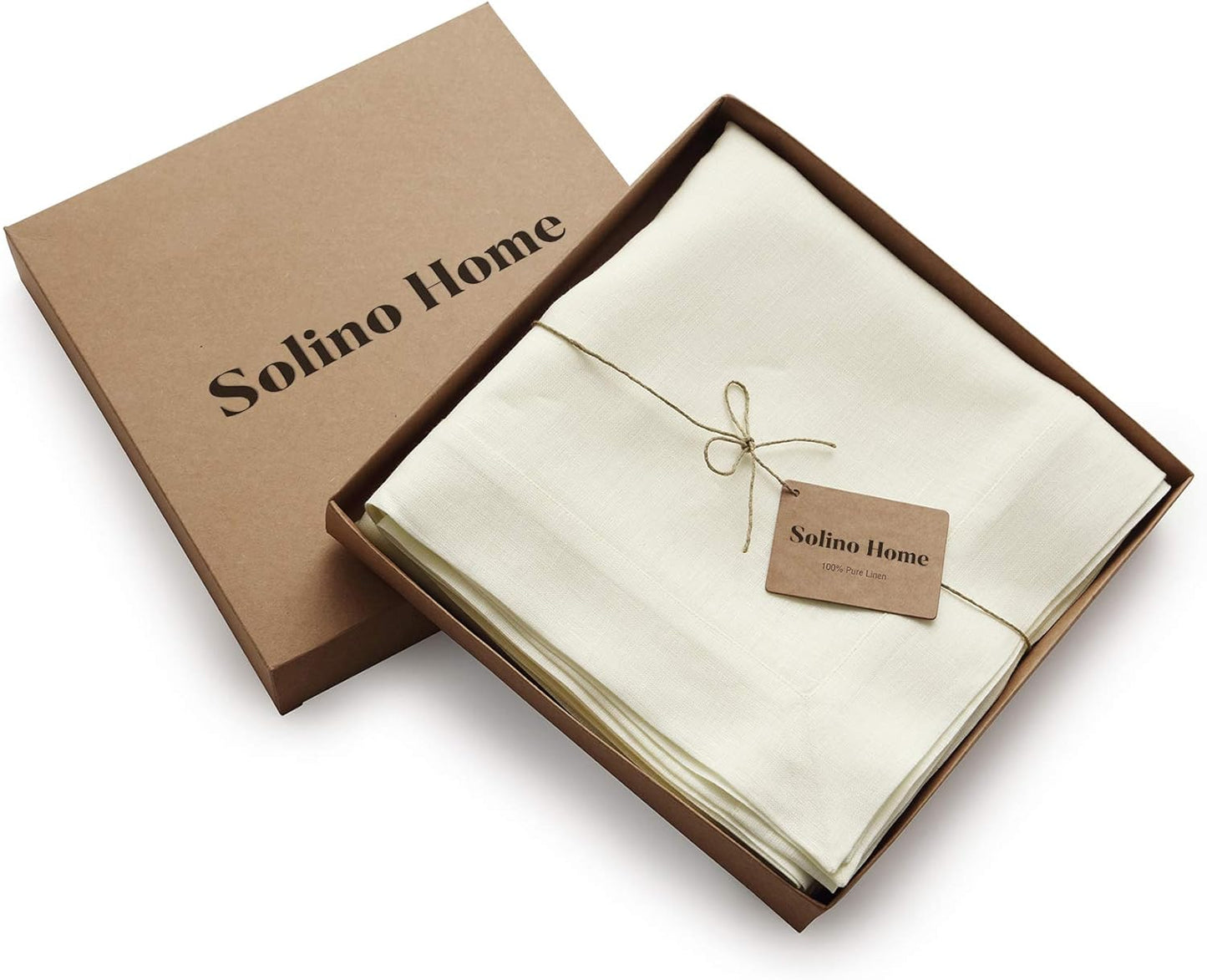Solino Home Ivory Linen Tablecloth 60 x 132 Inch - 100% Pure Linen Table Cloth for Rectangle Tables - Fete, Machine Washable Tablecloth for Fall, Autumn, Thanksgiving, Christmas, Holiday