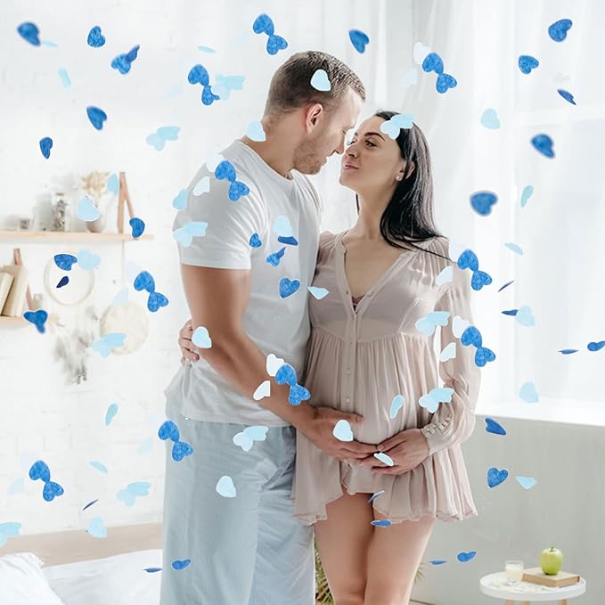 Gender Reveal Confetti Balloon Salute Gun, He or She (Set of 10) Baby Boy or Girl Party Supplies Decoration (5 Blue +5 Pink)