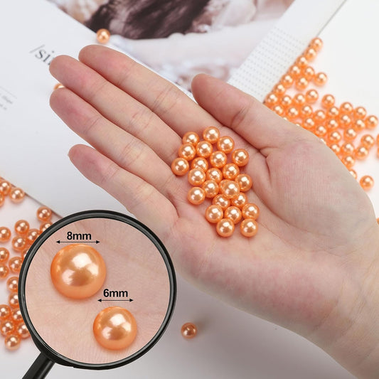2200 Pcs Undrilled Holeless ABS Faux Pearl Beads for Vase fillers, No Hole Round Pearls for Cosmetic Boxes, DIY Parts, Table Scatter, Wedding, Birthday Party Home Decorating (Pale Gold, 6mm)