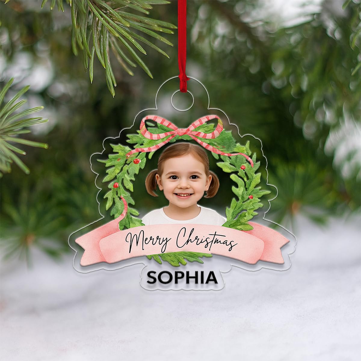 Custom Photo Baby Portrait Christmas Ornament, Personalized Baby First Christmas Ornament, Newborn Keepsake, Family Holiday Decoration Gift Acrylic Ornament – Personalized