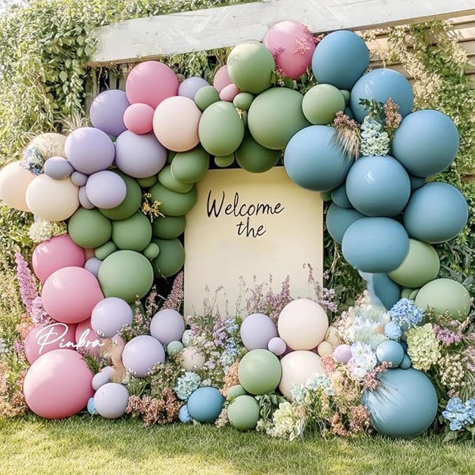 Dusty Blue Balloon Double Stuffed Slate Baby Blue Balloons Different Sizes 18/12/5 Inch Pastel Balloon Arch Kit for Birthday Baby Shower Gender Reveal Wedding Graduation Party Decorations