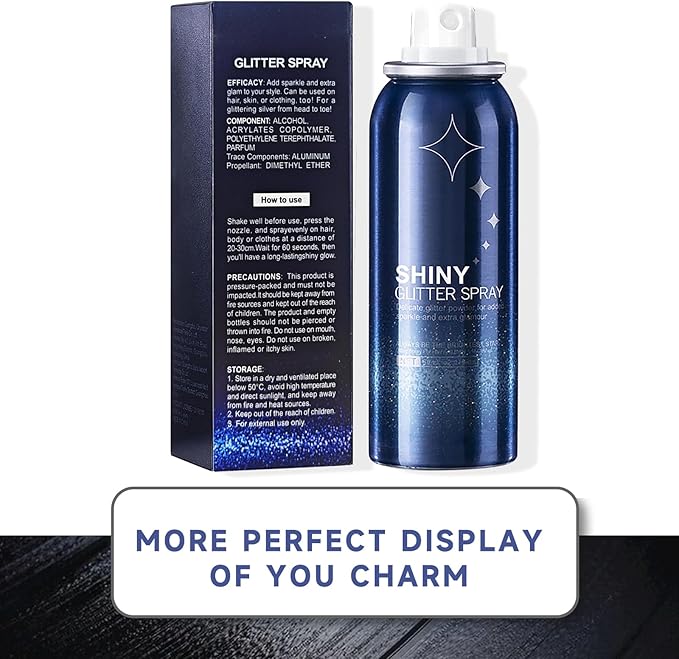 HANYWIL Body Glitter, Glitter Spray for Hair and Body, Spray, Hairspray Clothes, Long-Lasting Shimmer Suitable Stage, Festival Rave Makeup Prom 2.11 Fl Oz