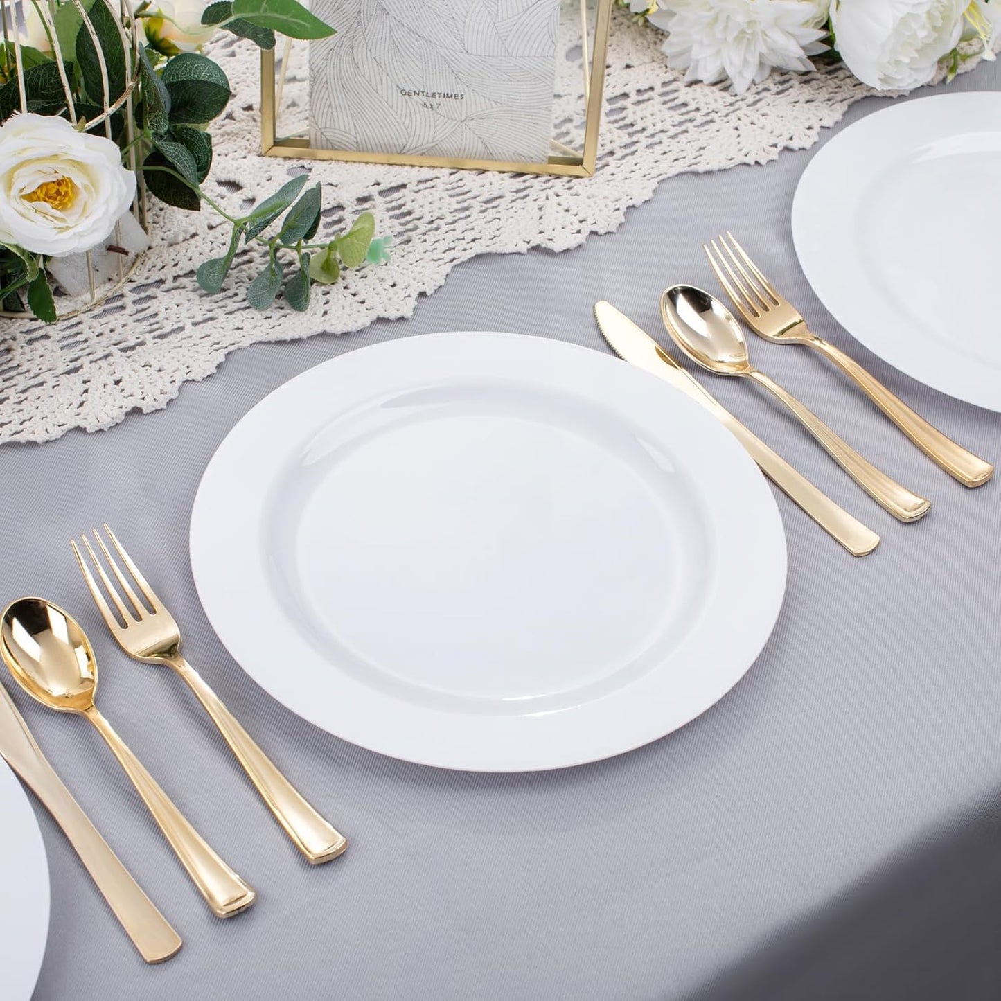 bUCLA 30PCS White Plastic Dinner Plates Disposable - Premium 10.25inch White Weddings and Party Dinner Plates