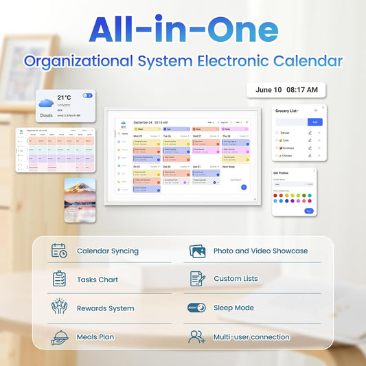 15.6 Inch Digital Calendar,1080P Full HD Interactive Touchscreen,Smart Family Planner,Smart Calendar for Seamless Scheduling,Switchable Digital Picture Frame(Wall and Desk Mountable)
