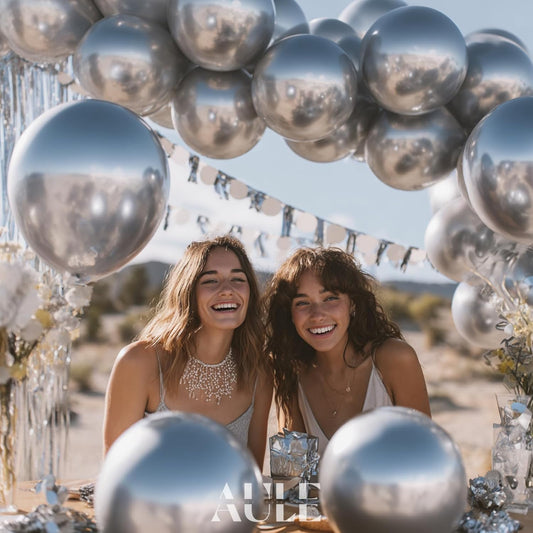 AULE Party Balloons 50 Pcs 12 inch Silver Metallic Chrome Helium Shiny Latex Thicken Balloon Perfect Decoration for Wedding Birthday Baby Shower Graduation Christmas Carnival