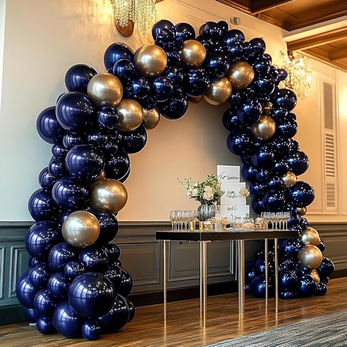 Navy Blue Balloons Double Stuffed Dark Royal Blue Balloon Garland Different Sizes 18/12/5in Pearl Balloon Arch Kit for Graduation Wedding Birthday Baby Shower Valentine Father's Day Party Decorations