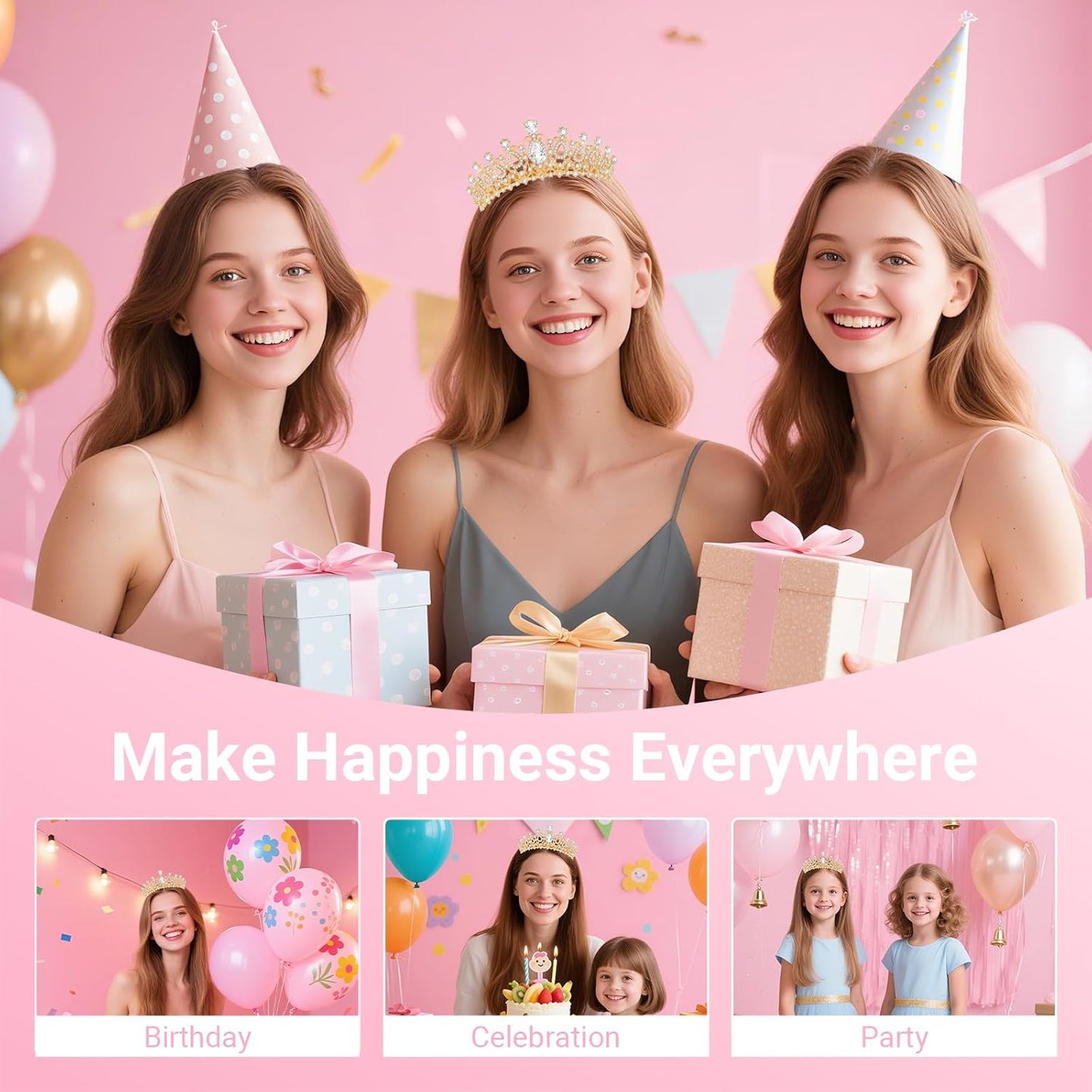Birthday Tiara and Crown with Sash, Birthday Tiara for Women Party