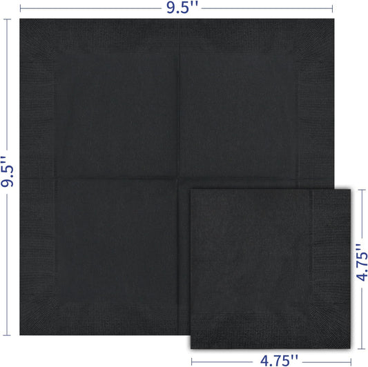 Cocktail Napkins - 600 Count 2-Ply Black Beverage Napkins, 4.75 x 4.75 Inch Folded Napkins Disposable, Paper Napkins for Bar Party Dinner Wedding and Everyday Use