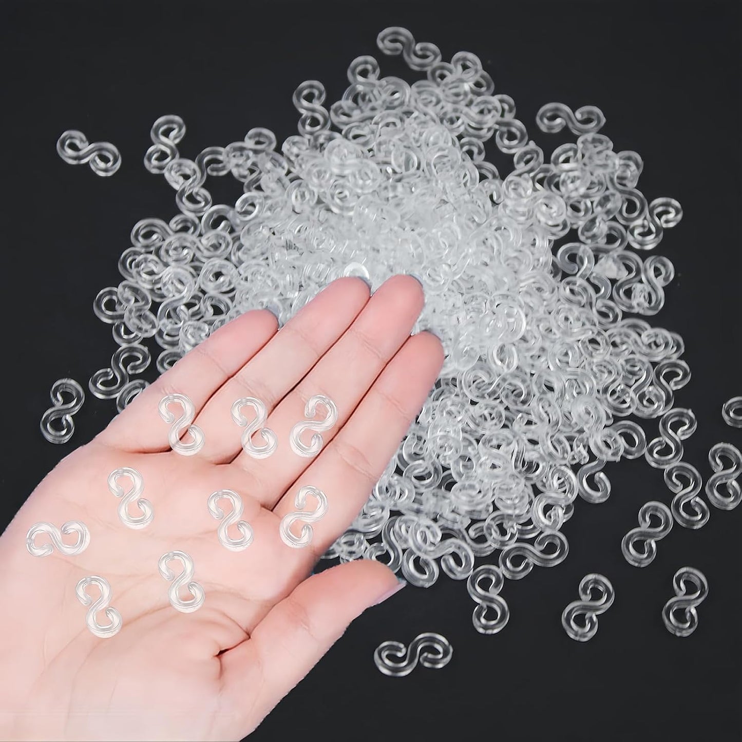 Naturahand 1000 Pcs S Clips for Loom Bracelets Making Kit Clear Plastic Connectors DIY Handicrafts Rubber Bands