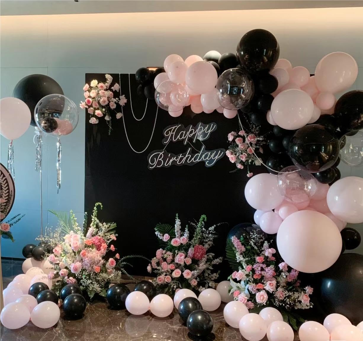 Pink Black Balloon Garland 138 PCS 18In 10In 5In Latex Balloons Arch Kit for Bachelorette Bridal Shower Baby Shower Birthday Graduation Anniversary Party Decors (Pink Black)
