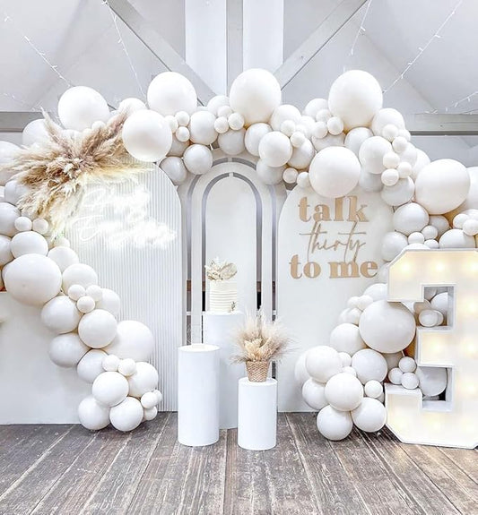 Double Stuffed White Balloon Garland - Pastel White Balloons Different Sizes 18/12/5 Inch Matte Latex Arch for Birthday Baby Shower Bridal Shower Wedding Easter Party Decorations