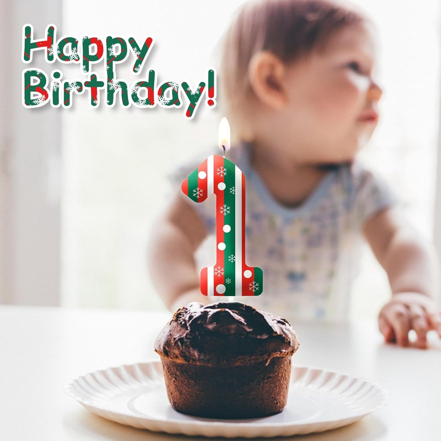 Christmas Themed Birthday Candles for Cake, Number 2nd Candle, Happy Birthday Cake Topper for Boys Girls, Christmas Birthday Party Decorations Supplies Gifts