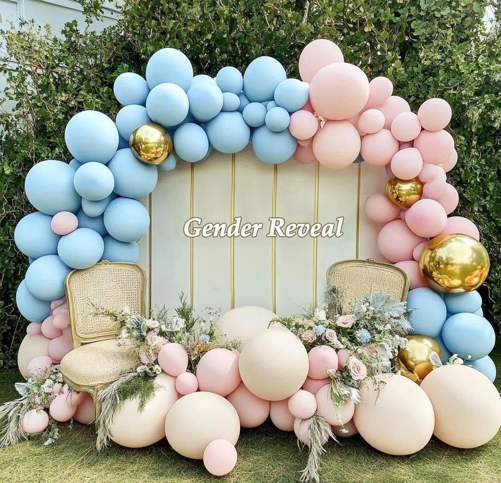 Pink Blue Balloon Garland Double Stuffed Pink Sand White Balloons Dusty Blue White Gold Balloon Arch Kit for Gender Reveal Birthday Baby Shower Wedding Party Decoration