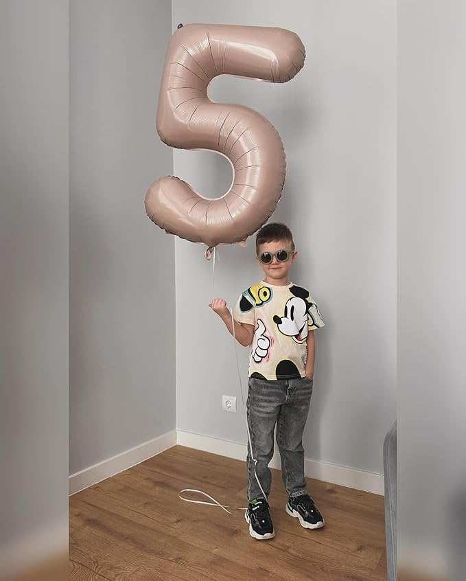 Light Brown 3 Balloon, Tan Number Balloons 40 Inch, Beige 3rd Birthday Decorations for Kids Girls Boys, Men Women Sandy Brown Party Supplies for Party Decorations, Khaki Number 3 Balloon