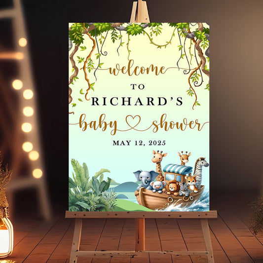 Editable Welcome Baby Shower Sign, Wildflower Baby Shower Decorations, Baby Shower Signs, Safari Animals Baby Shower Decoration, Baby Shower Sign Stand, Baby Shower Zoo Animal Welcome Sign
