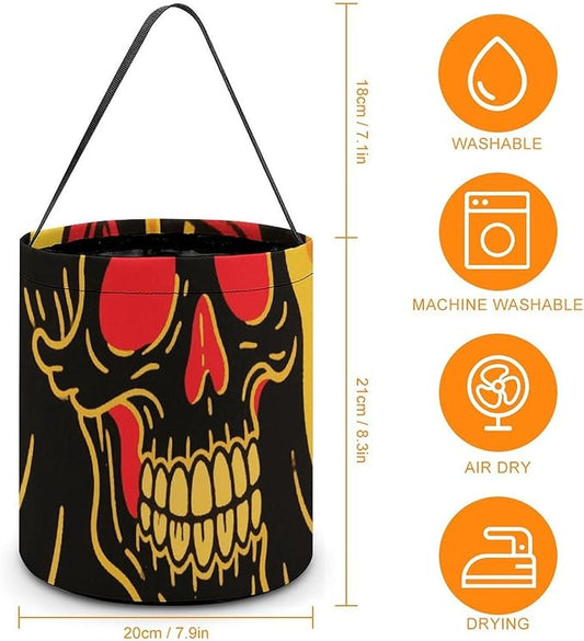 Halloween Candy Bucket - Ghost Skull Trick Or Treat Candy Bag, Gift Bag for Party Favor Supplies