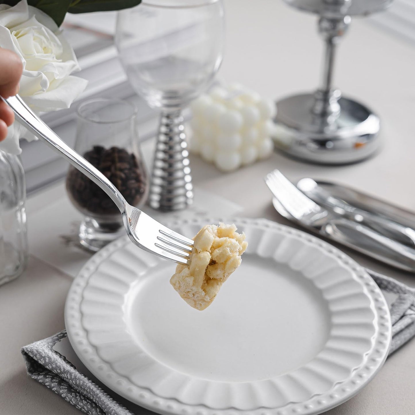 N9R 72PCS Silver Plastic Forks, Solid, Durable and Heavy Duty Disposable Silverware Forks, Perfect Plastic Utensils for Party, Wedding and Daily Use