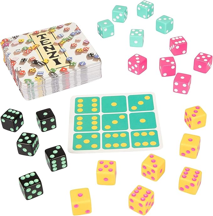 TENZI Dice Party Game Bundle with 77 Ways to Play A Fun, Fast Frenzy for The Whole Family - 4 Sets of 10 Colored Dice with Storage Tube - Colors May Vary