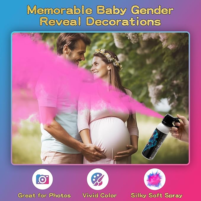 Gender Reveal Fire Extinguisher 2 Pack, Gender Reveal Decor, Baby Girl Reveal Party Ideas 100% Biodegragable for Party Decorations(Pink)