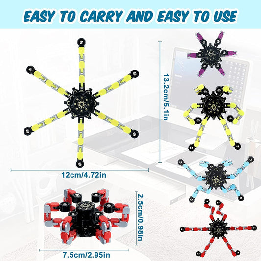 5pcs Random Fidget Spinners,DIY Deformable Robot Fingertip Toys,Decompression Spinner,Deformable Creative Mechanical Gyro Toys,Stress Relief Mechanical Chain Toy for Kids Adults,Party Supplies